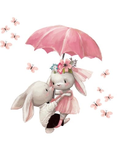 SIPO Αυτοκόλλητο Τοίχου Bunnies With Umbrella