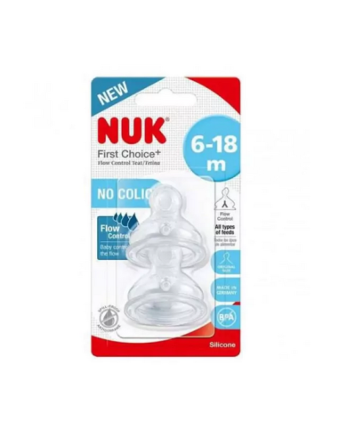 NUK First Choice+ Θηλή Σιλικόνης Flow Control 6-18m 2τμχ