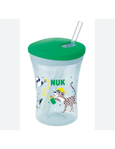 NUK Action Cup Πράσινο Κύπελλο με Καλαμάκι 12m+ 230ml