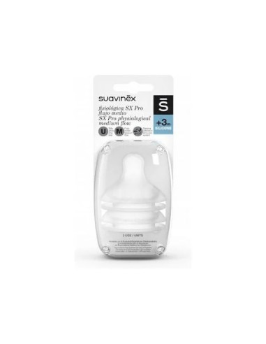 SUAVINEX Θηλή Σιλικόνης Sx Pro 2τμχ Μεσαία Ροή 3m+