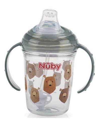 NUBY Εκπαιδευτικό Ποτήρι Με Ρύγχος 240ml Γκρι 6m+