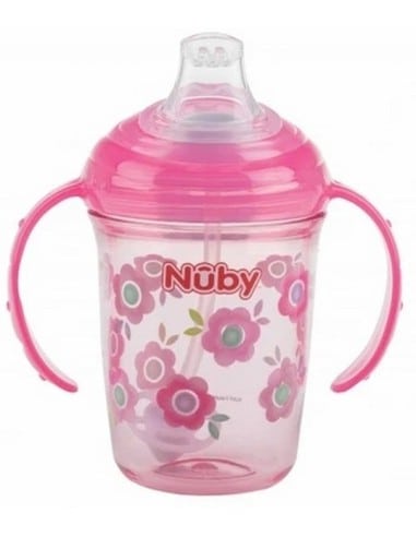 NUBY Εκπαιδευτικό Ποτήρι Με Ρύγχος 240ml Ροζ 6m+