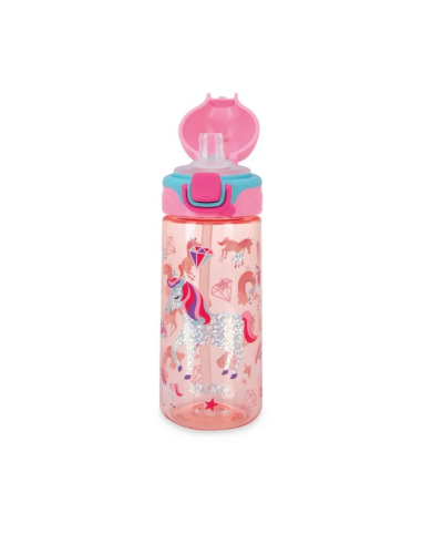 NUBY Πλαστικό Παγούρι Με Καλαμάκι Σιλικόνης 540ml Unicorn Ροζ 36m+